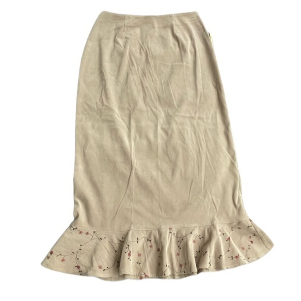 Vintage 90’s Susan Graver long skirt with floral embroidery trim womens size 10